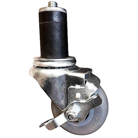 Casterhq Caster for Work Tables, 3" Polyurethane Wheel, 1-1/2" Expanding Rubbe 3ITC